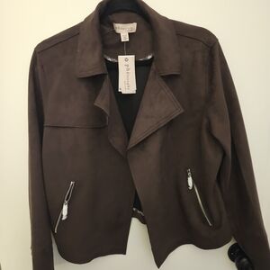 NWT Philosophy Dark Brown Faux Leather Jacket